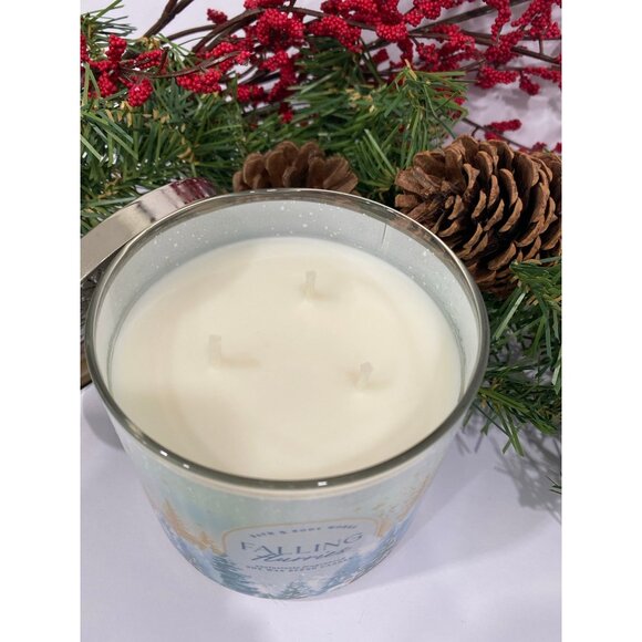 Bath & Body Works “Falling Flurries” New Winter Holiday 3 Wick Candle - Picture 3 of 7